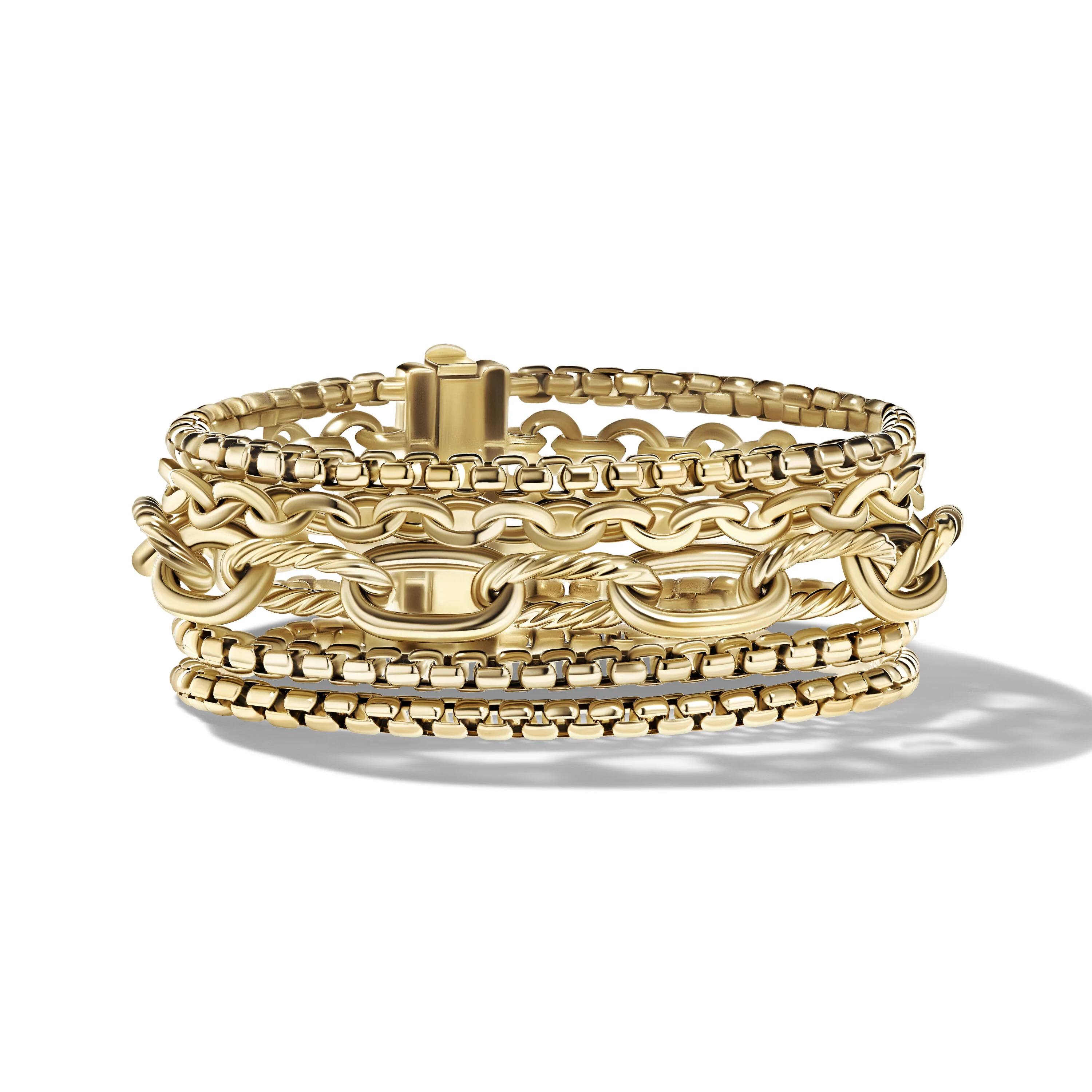 David Yurman Multi Row Chain Bracelet In 18k Yellow Gold, 29mm