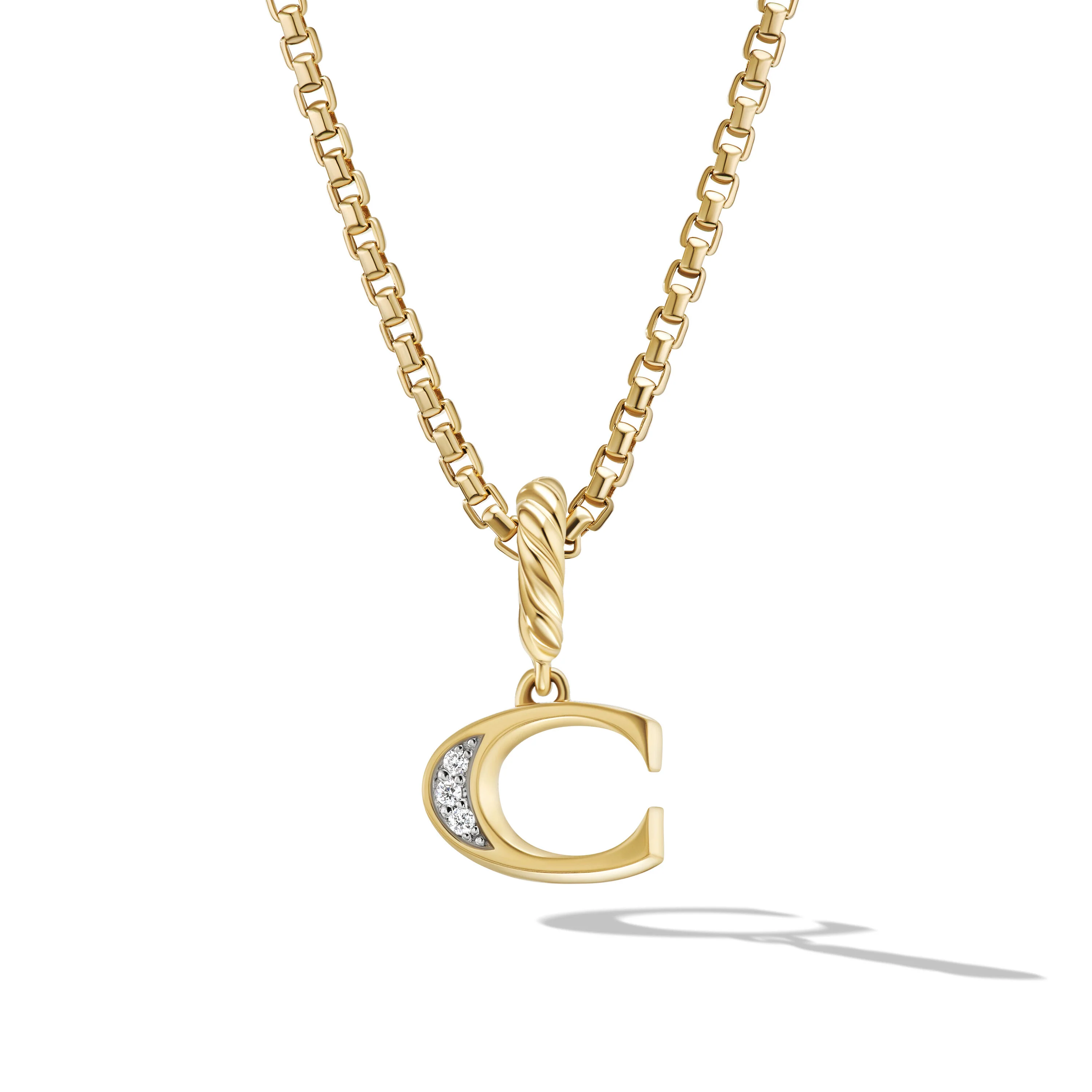 David Yurman Pavé Initial Pendant In 18k Yellow Gold With Diamond C
