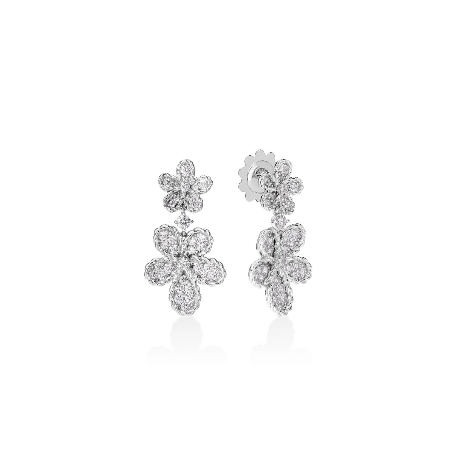 Roberto Coin 18k White Gold Jasmine Diamond Drop Earrings