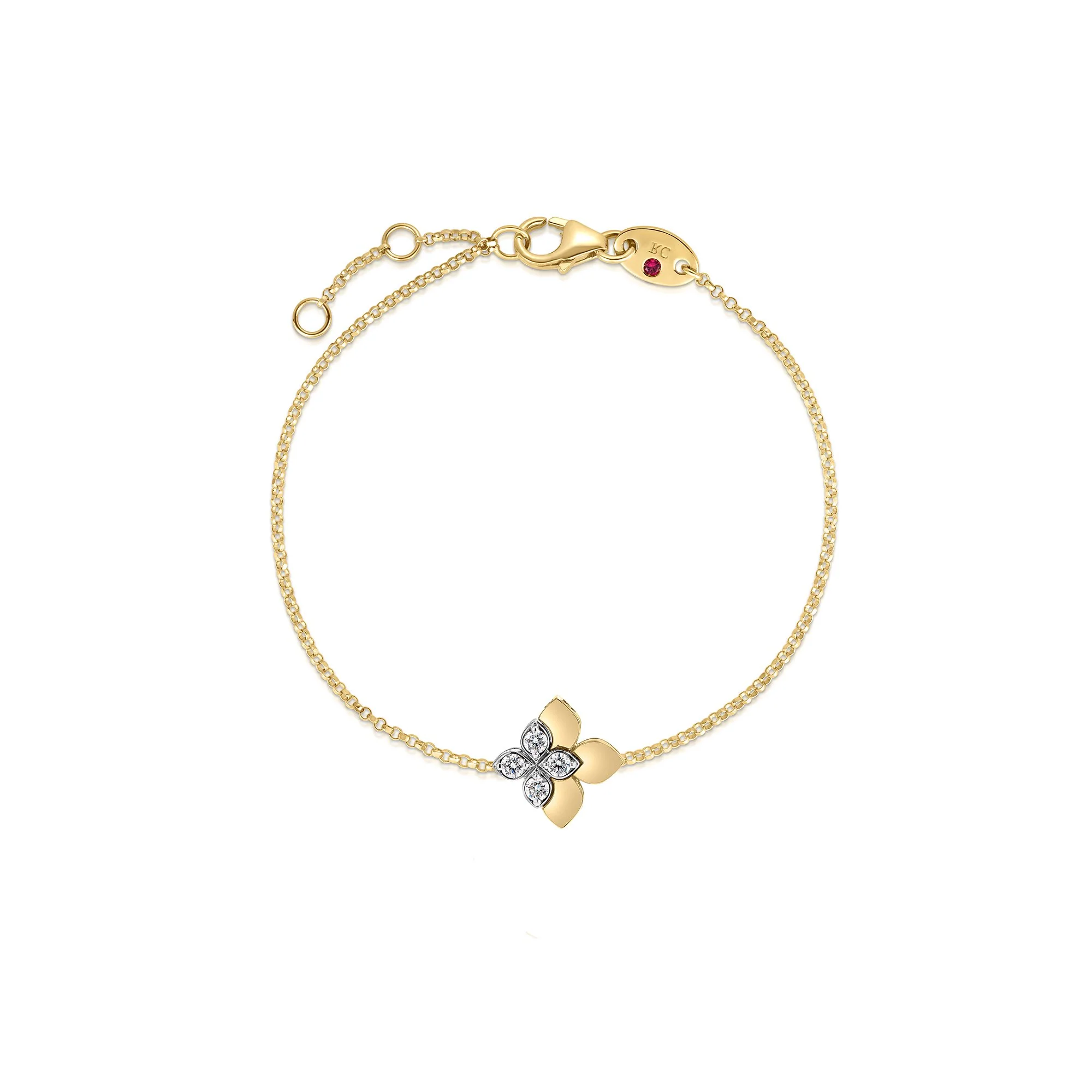 Roberto Coin 18k Yellow Gold Love In Verona Tiny Princess Diamond Bracelet