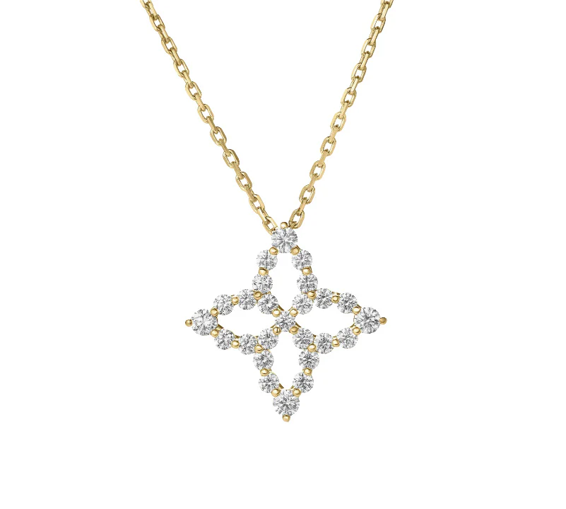 Roberto Coin 18k Yellow Gold Princess Flower Diamond Necklace