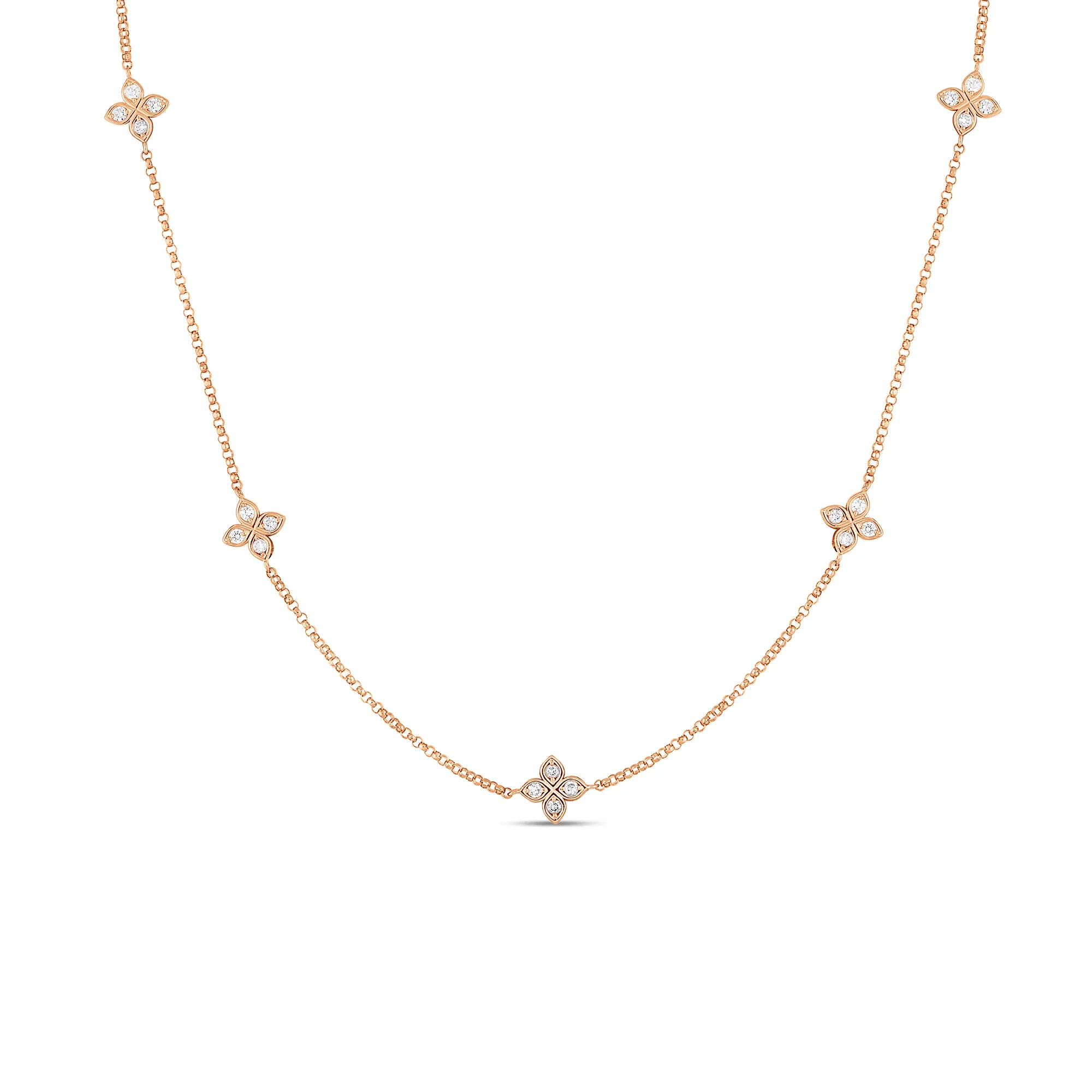 Roberto Coin 18k Rose Gold Diamonds By The Inch Diamond Necklace