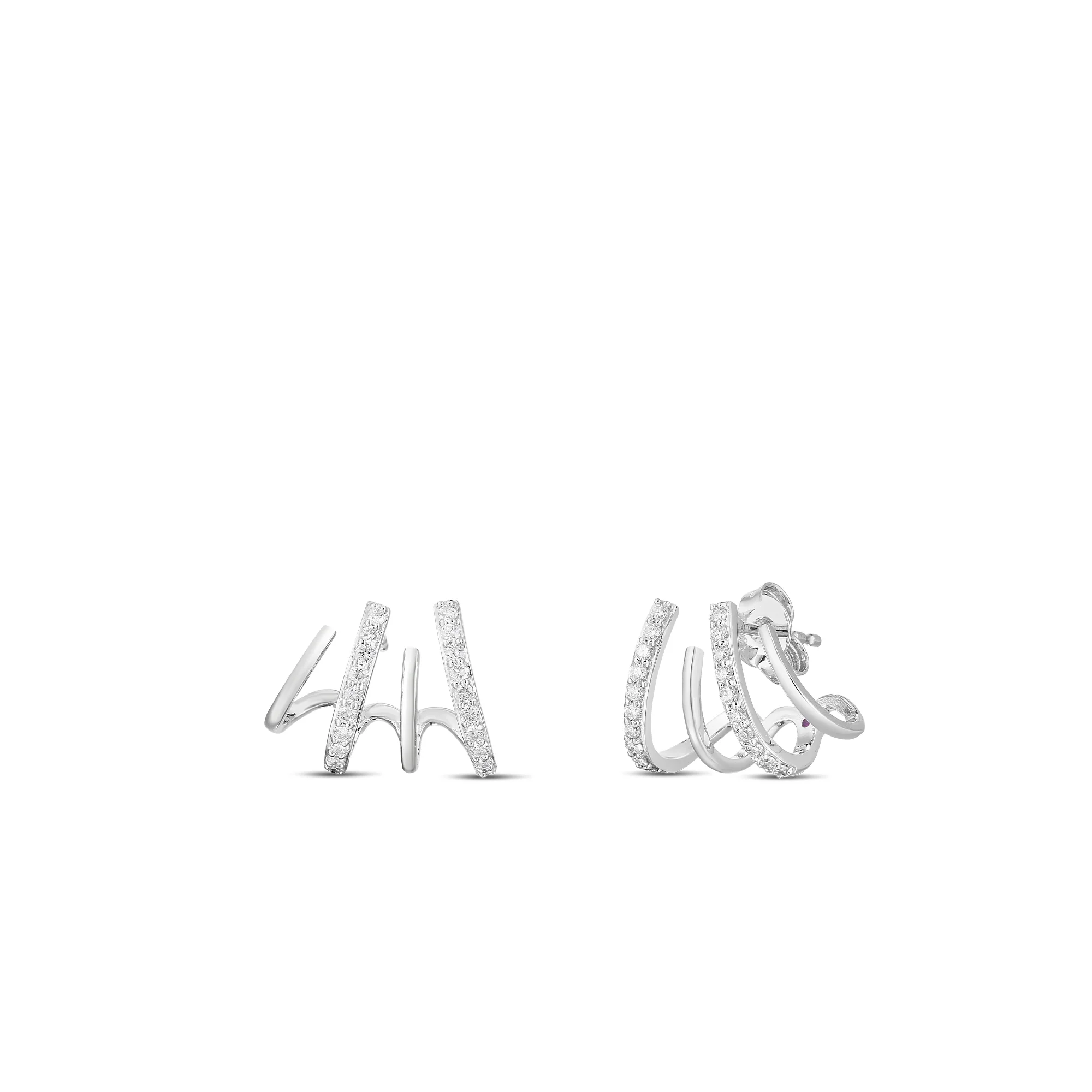 Roberto Coin 18k White Gold Curl Diamond Earrings