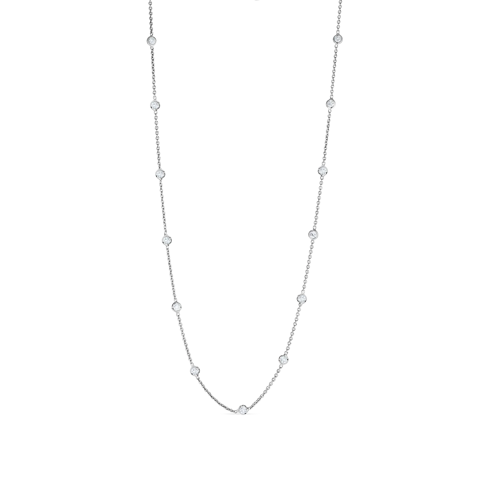 Roberto Coin 18k White Gold 13 Station Diamonds By The Inch Necklace