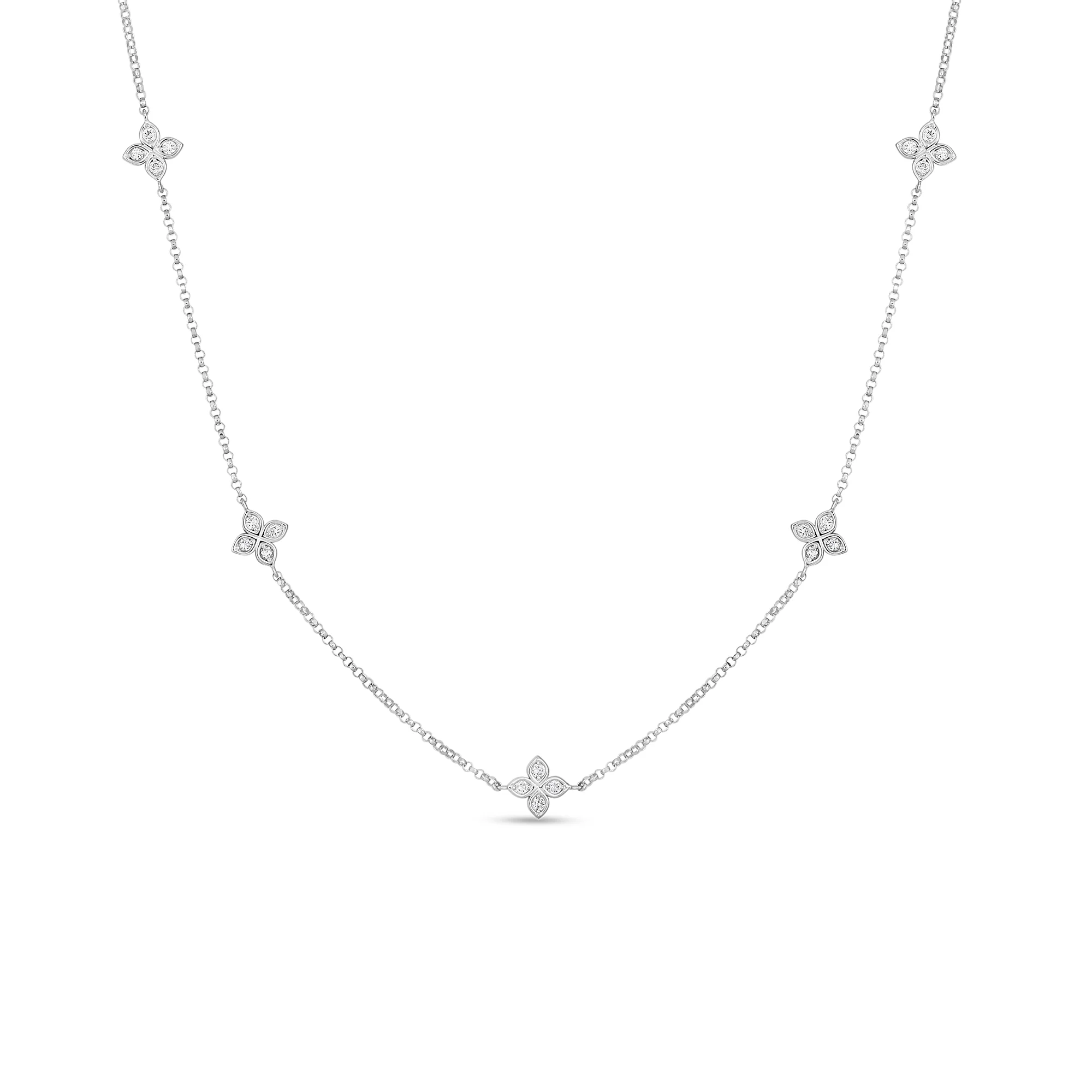 Roberto Coin 18k White Gold Love The Yard Diamond Necklace