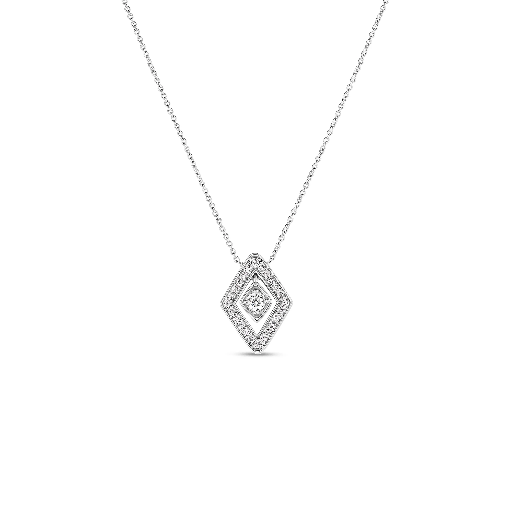 Roberto Coin 18k White Gold Lozenge Diamond Necklace