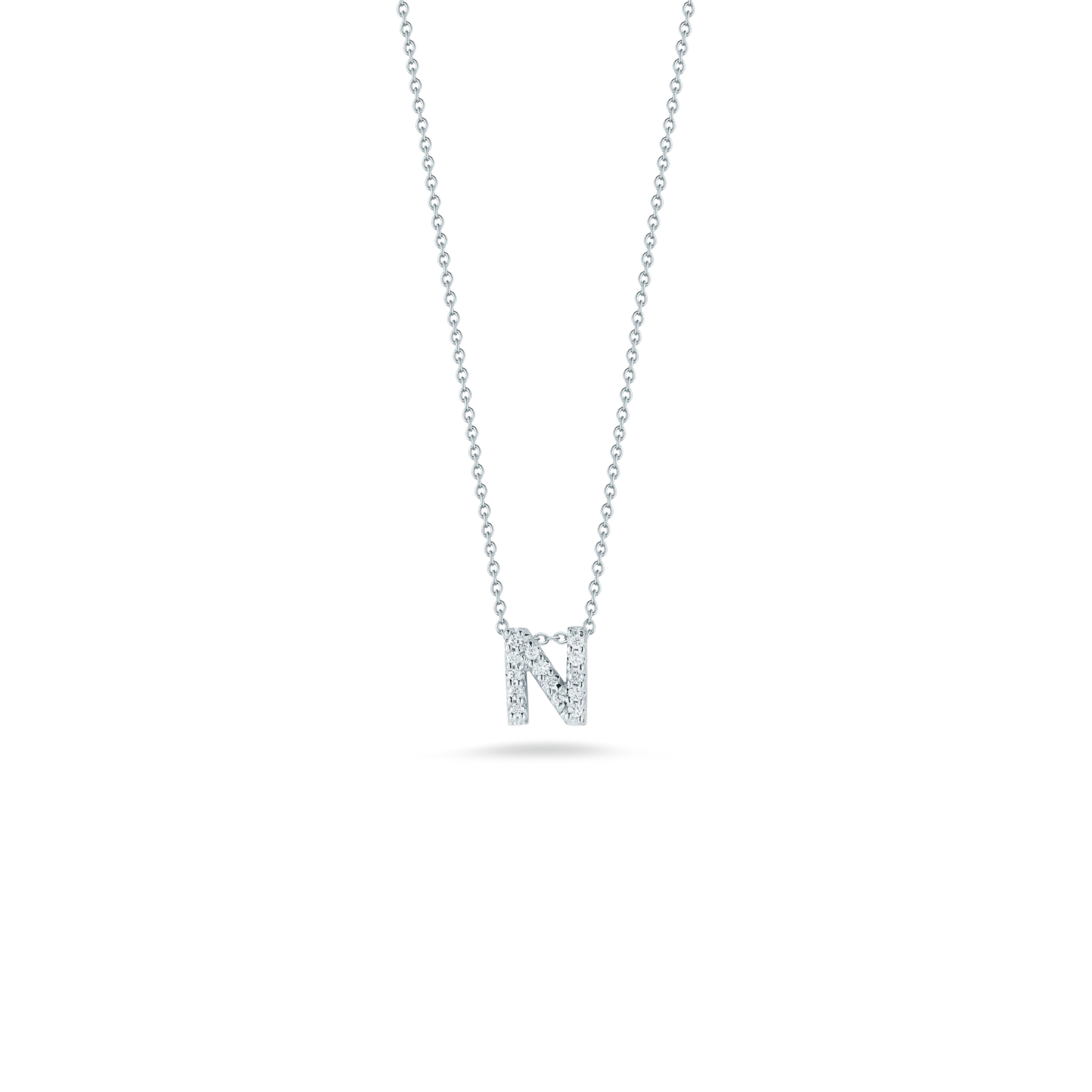 Roberto Coin 18k White Gold Tiny Treasures Diamond Love Letter "N" Necklace