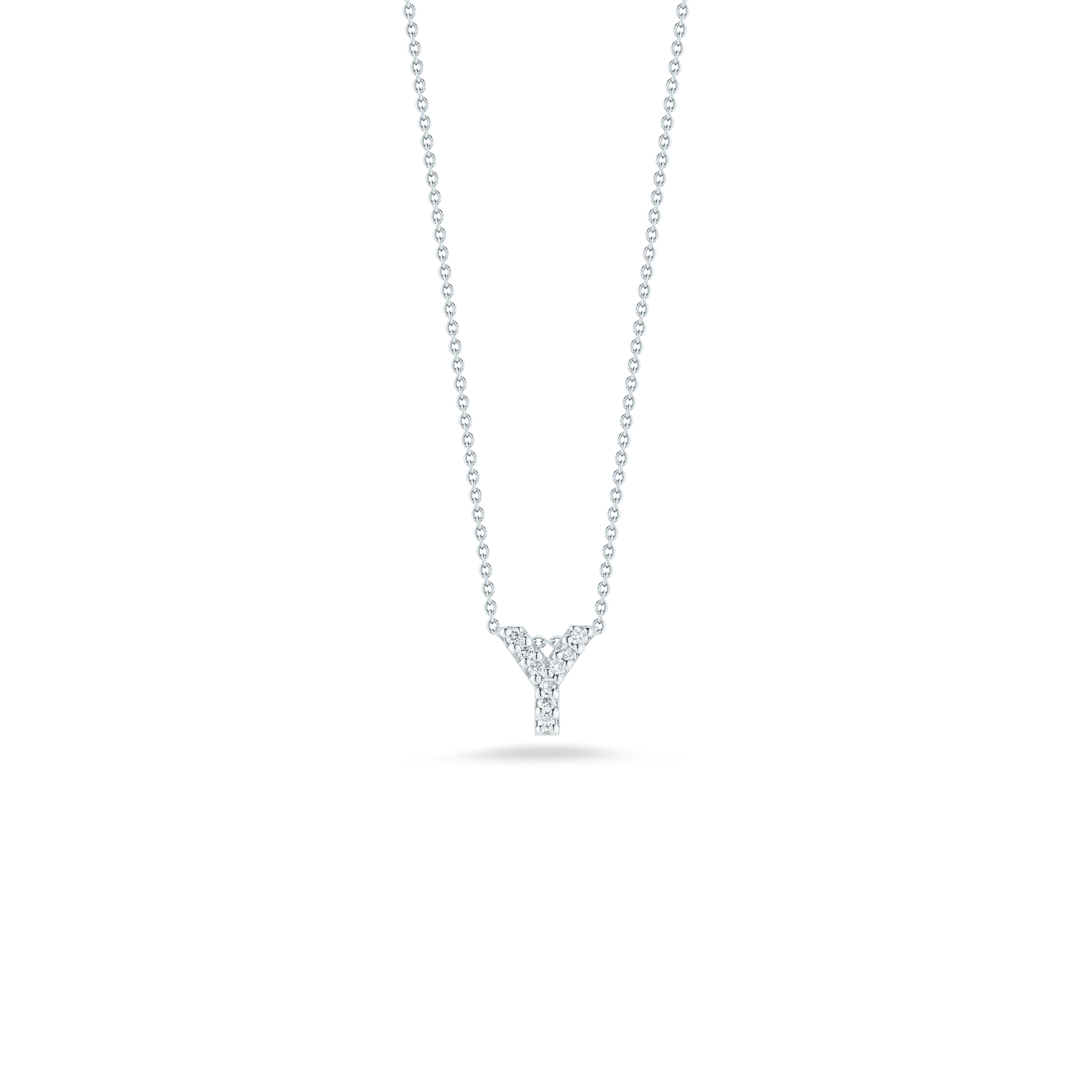 Roberto Coin 18k White Gold Tiny Treasures Diamond Love Letter "Y" Necklace