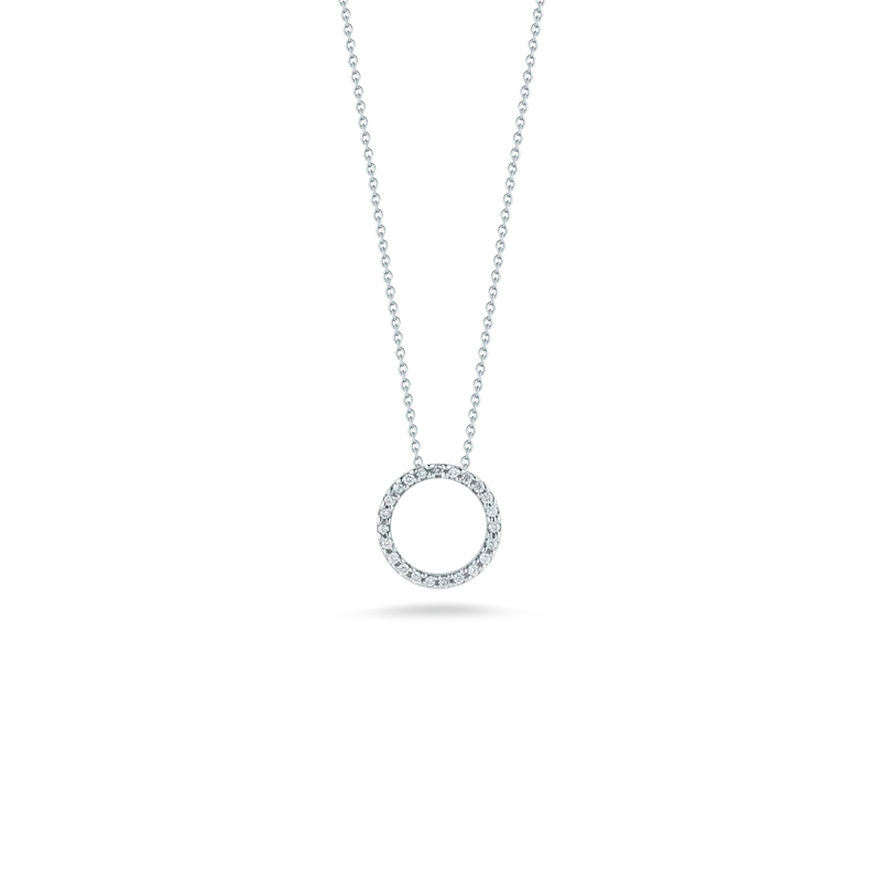 Roberto Coin 18k White Gold Tiny Treasures Circle Diamond Pendant