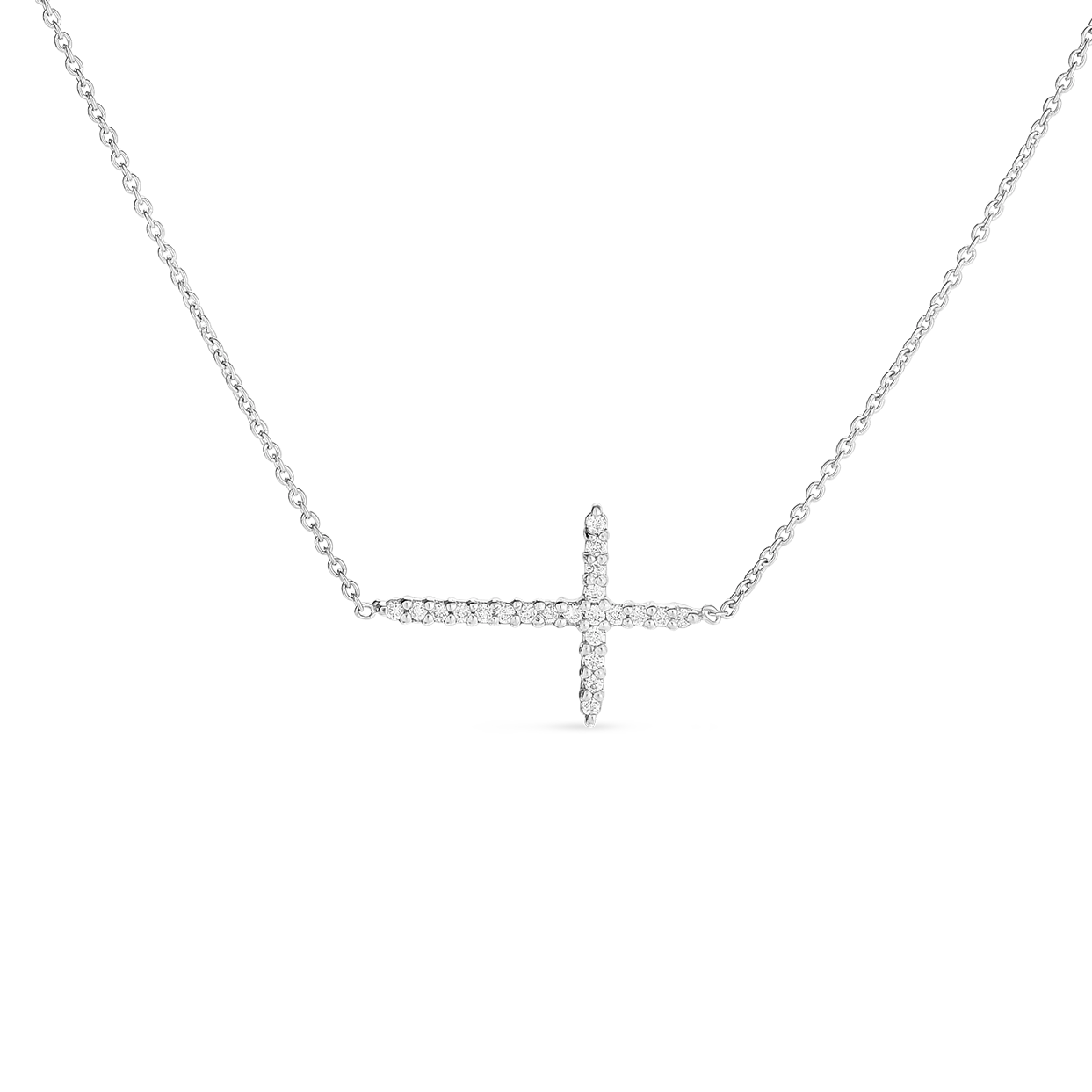 Roberto Coin 18K White Gold Cross Diamond Cross Pendant Necklace
