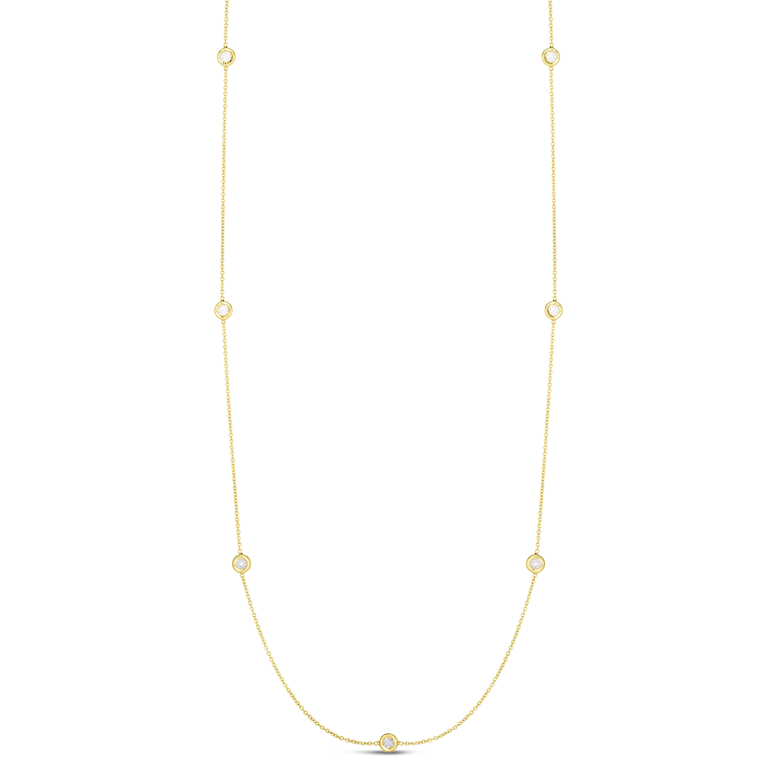 Roberto Coin 18k Yellow Gold 7 Station Diamonds by the Inch Necklace