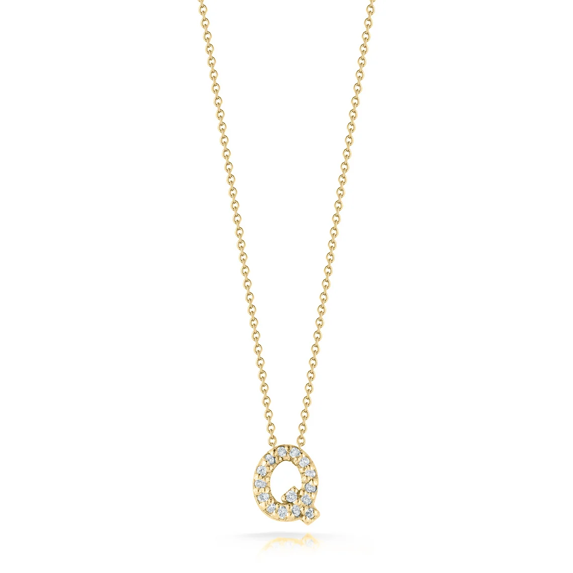 Roberto Coin 18k Yellow Gold Tiny Treasures Diamond Love Letter "Q" Necklace