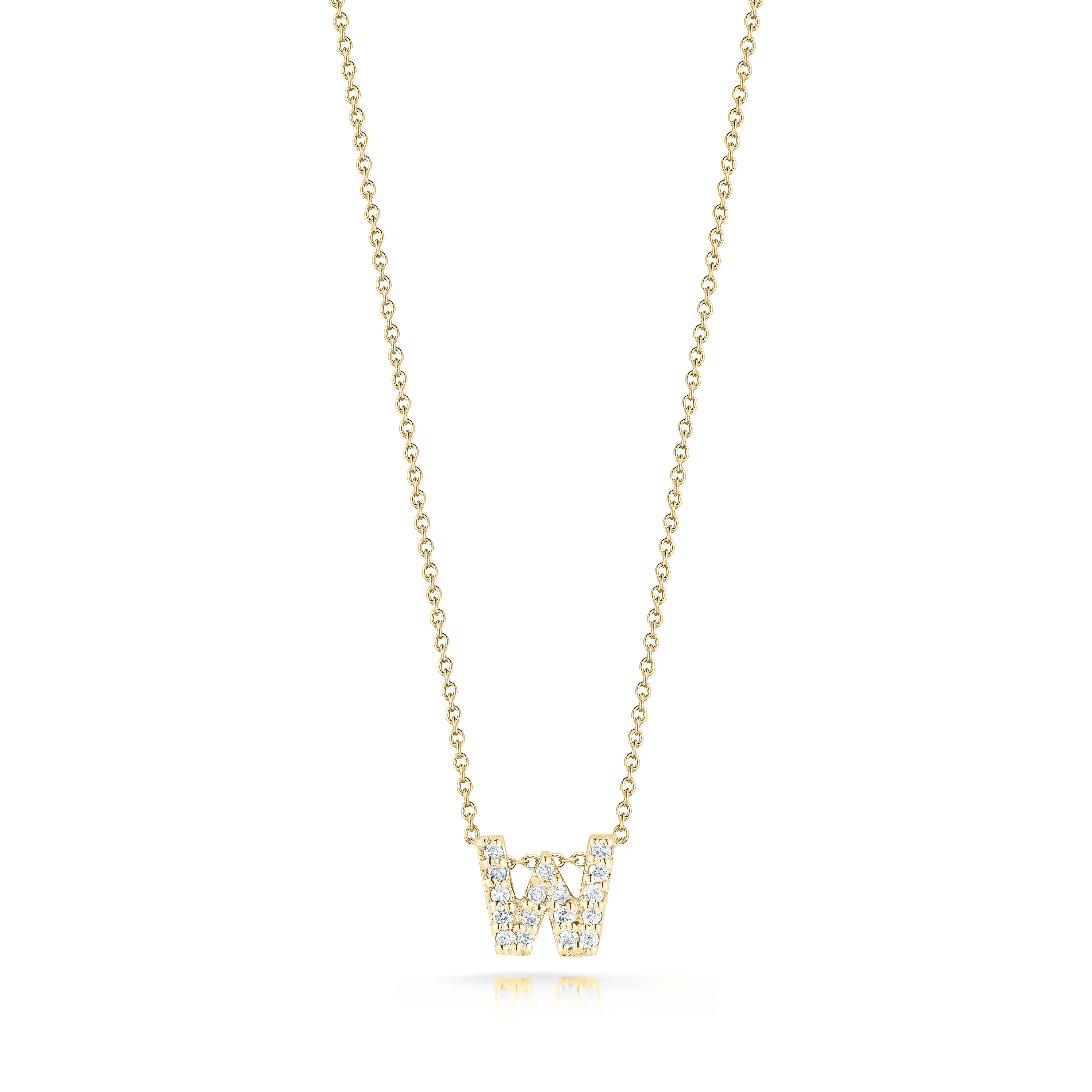 Roberto Coin 18k Yellow Gold Tiny Treasures Diamond Love Letter "W" Necklace