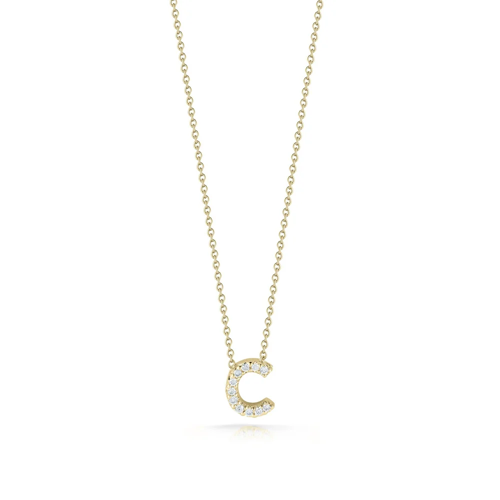 18k Yellow Gold Tiny Treasures Diamond Love Letter "C" Necklace