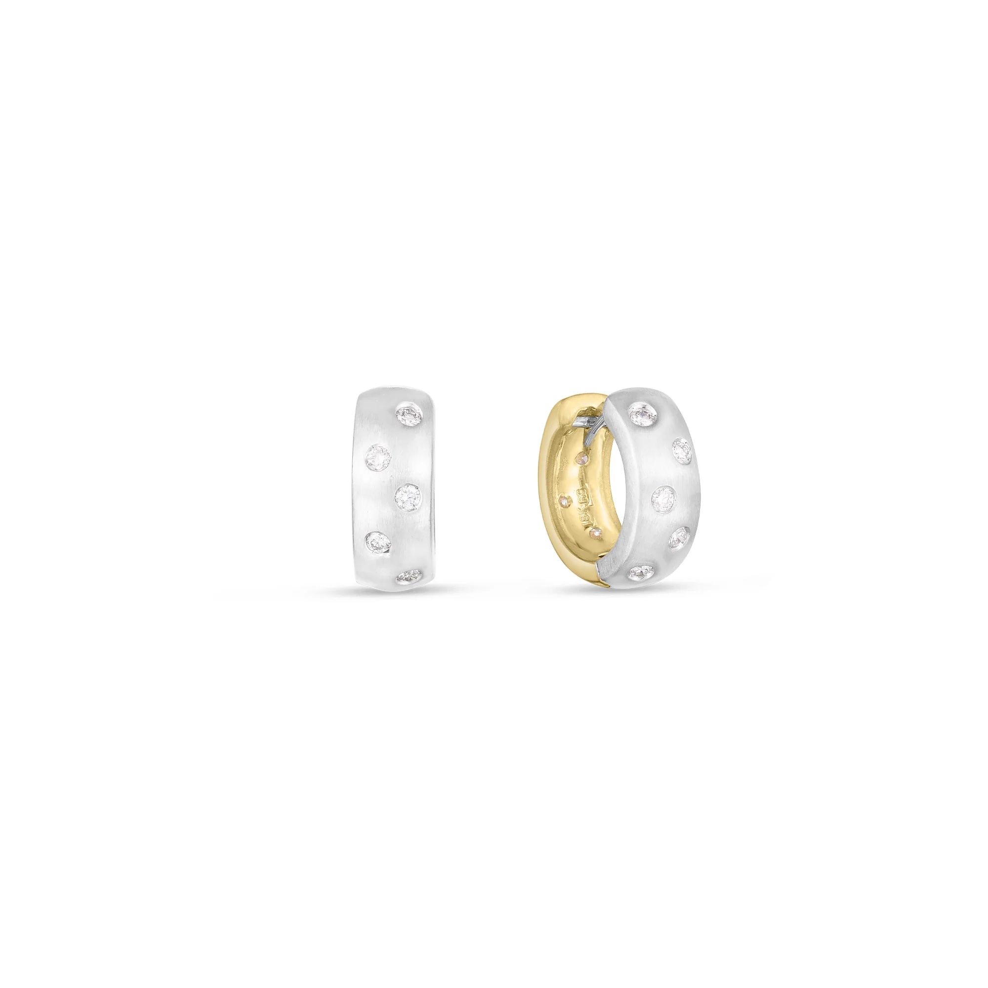 Roberto Coin 18k White & Yellow Gold The Perfect Hoop Diamond Earrings