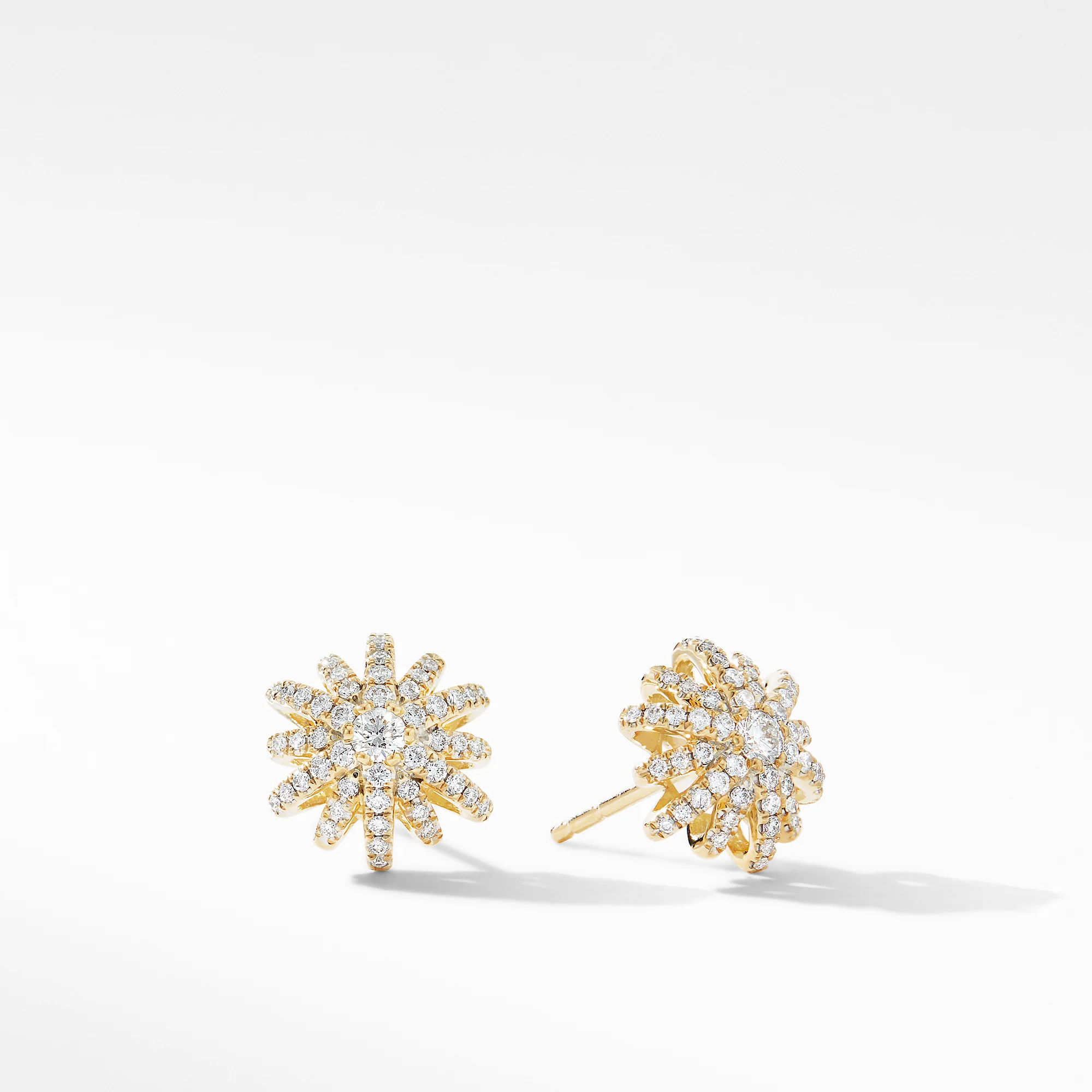 David Yurman Starburst Stud Earrings In 18k Yellow Gold With Diamonds, 11.7mm