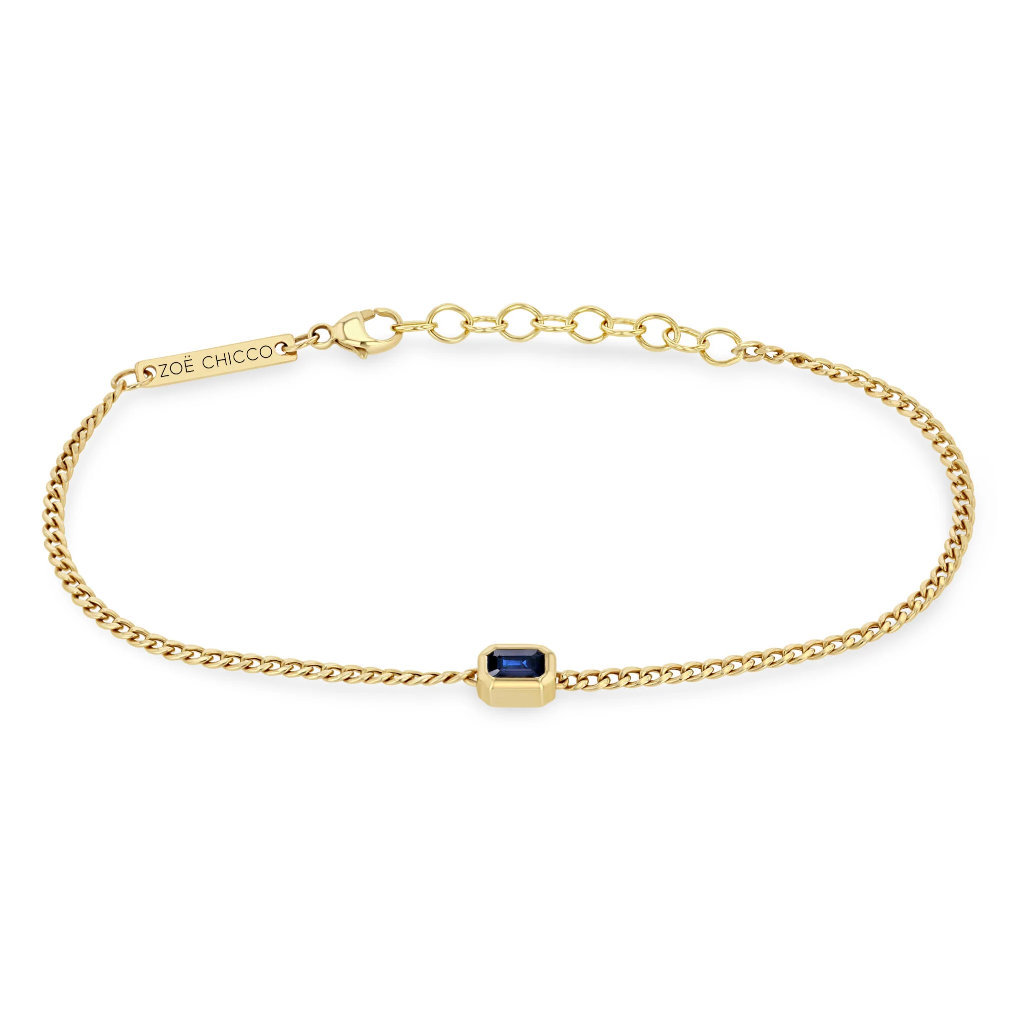 Zoe Chico 14k Yellow Gold Curb Chain Sapphire Bracelet - Image 2